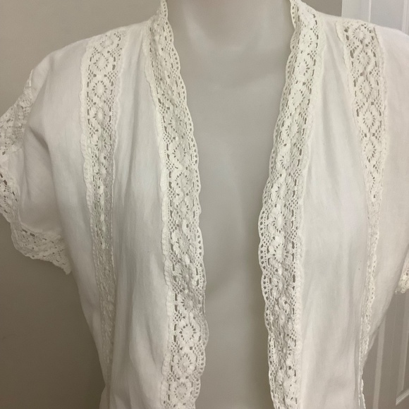 April Cornell Cream Lace Trim Blouse - Picture 6 of 8
